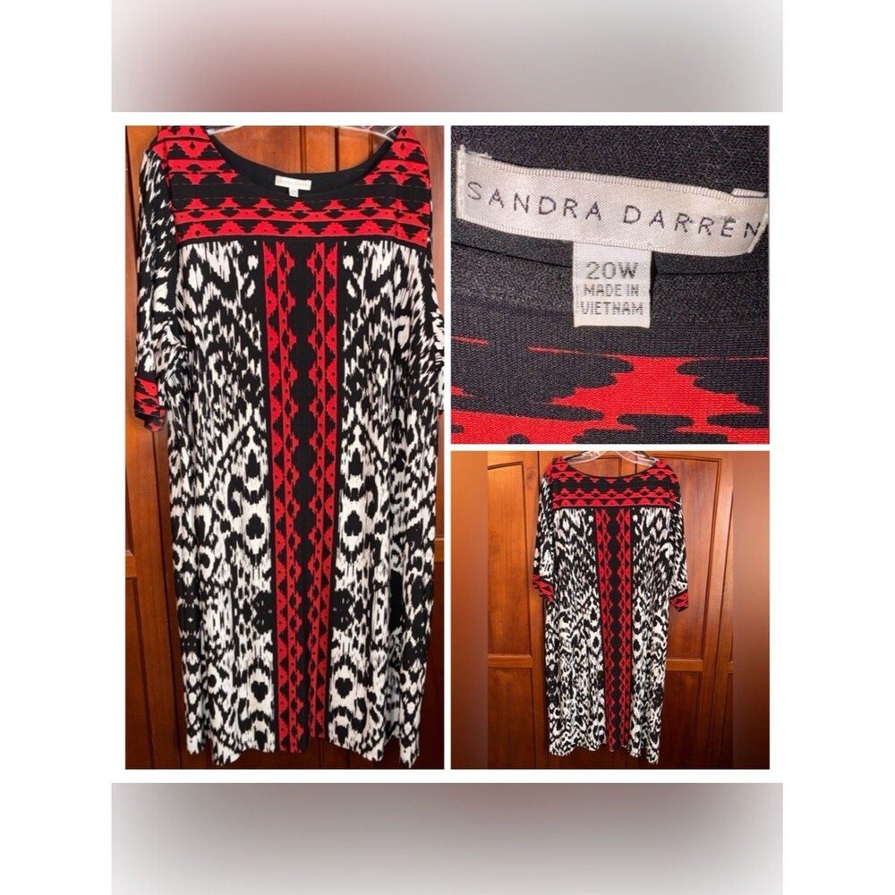 Sandra Darren Black and Red Dress 25↔️42↕️ #1607